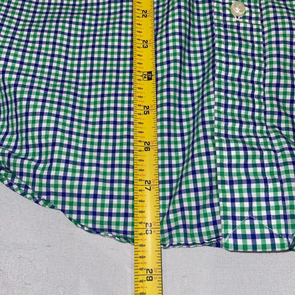 Polo Ralph Lauren Mens Gingham Button Down Shirt Green Navy Blue Small RN41381